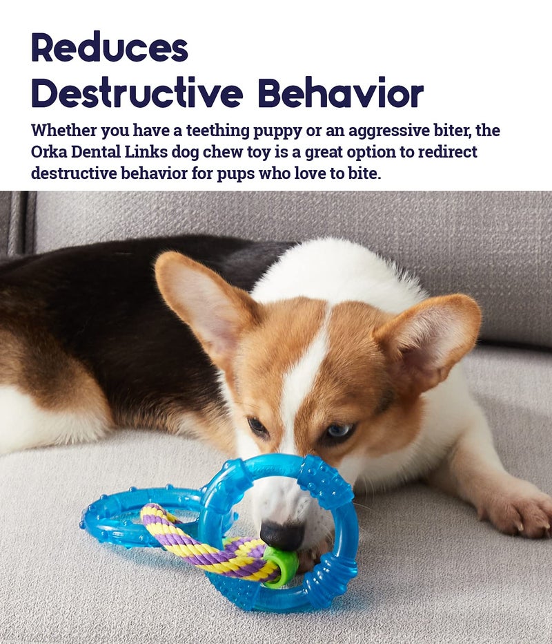 Petstages Dental Links Dog Chew Toy â€“ Puppies & Adults, Strong Chewers, Multiple Textures & Rope, 8.5" x 4" x 1" - Image 3